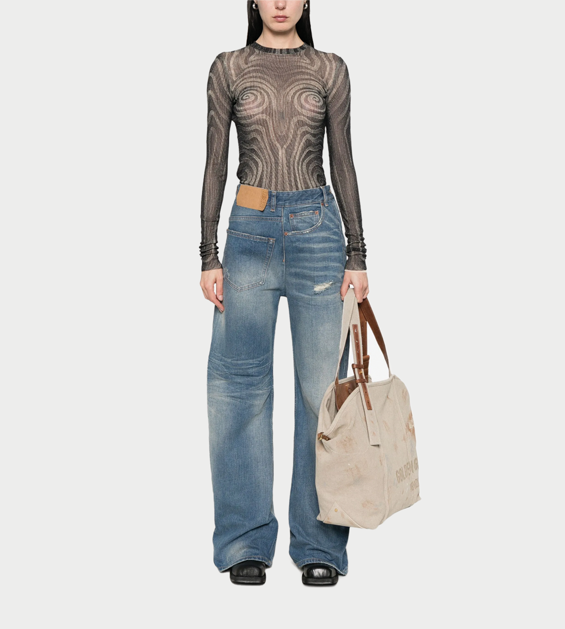 MM6 Maison Margiela - Twist Wide Leg Denim Pants