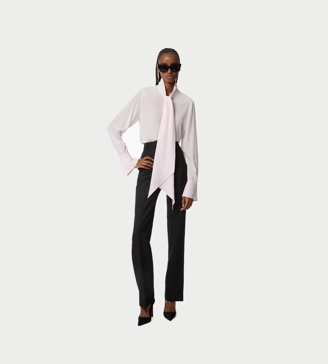 NINA RICCI - Lavalliere Silk Shirt Pink