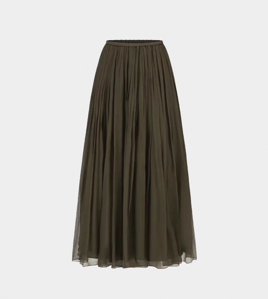 INTO THE EAST - Elastic Waist Skirt Olive Green