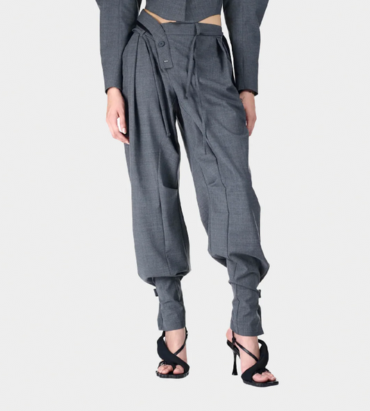 OTTOLINGER - Strapped Baggy Suit Pants Grey