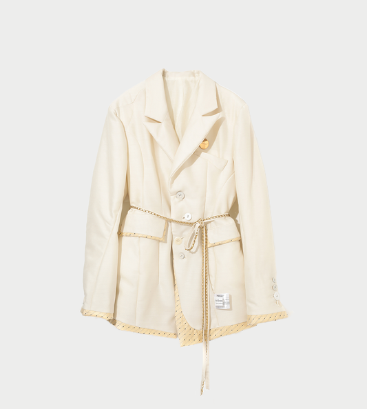 UNDERCOVER - Double Taffeta Chain Belt Jacket White