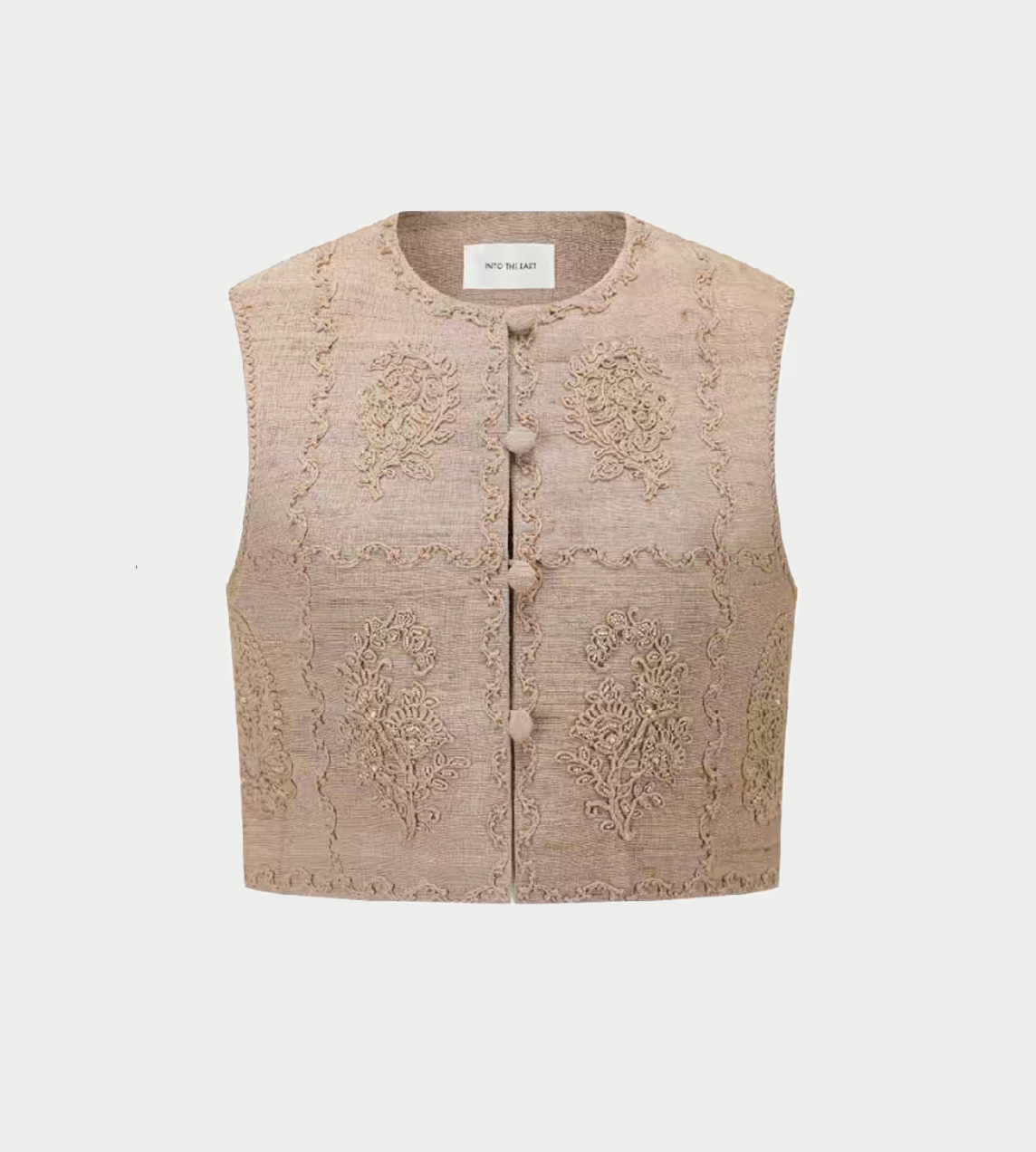INTO THE EAST - Paisley Embroidered Vest Sand