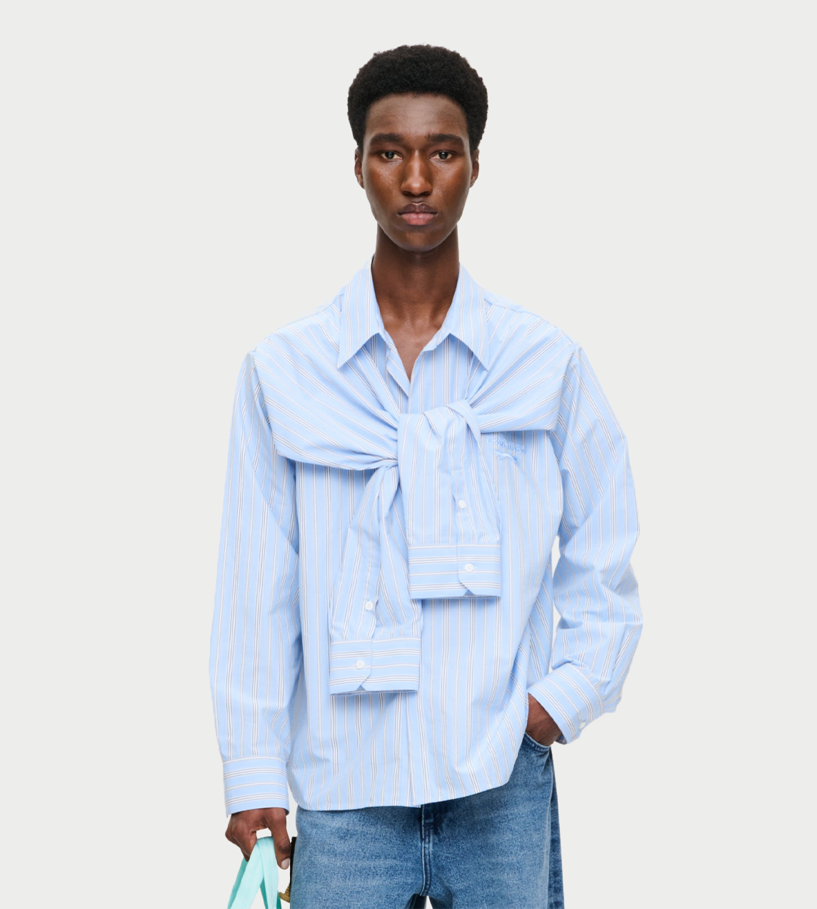 Hold Me Shirt In Blue Stripe