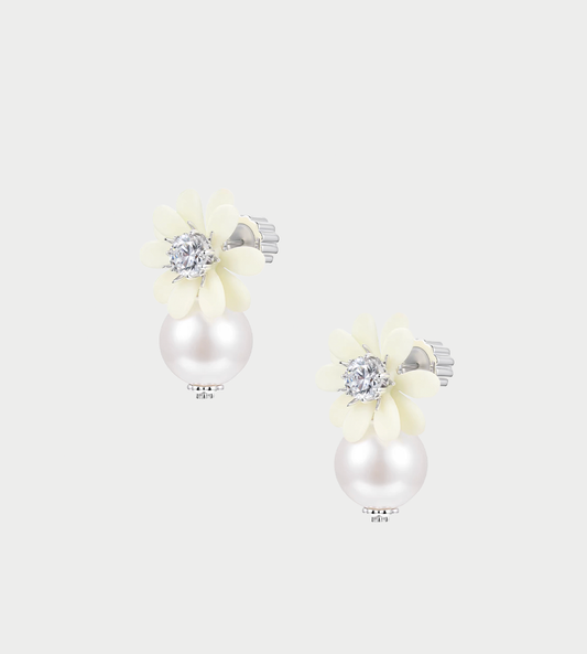 YVMIN - Daisy Pearl Earring White (Pair)