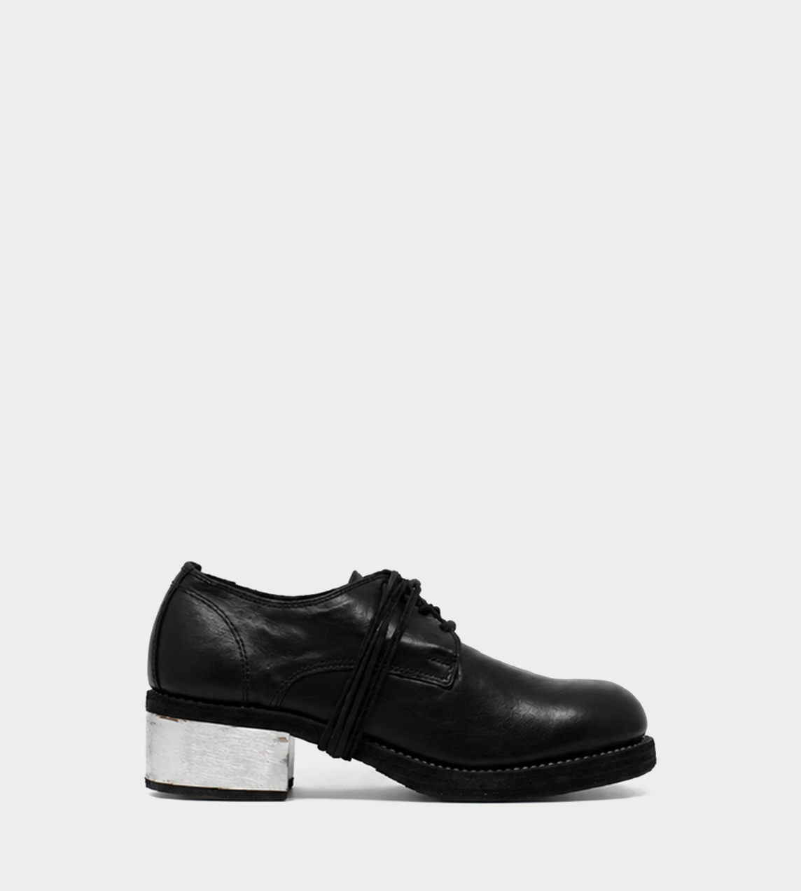 GUIDI - Metal Heel Lace-up Loafer Blk 792ZI 