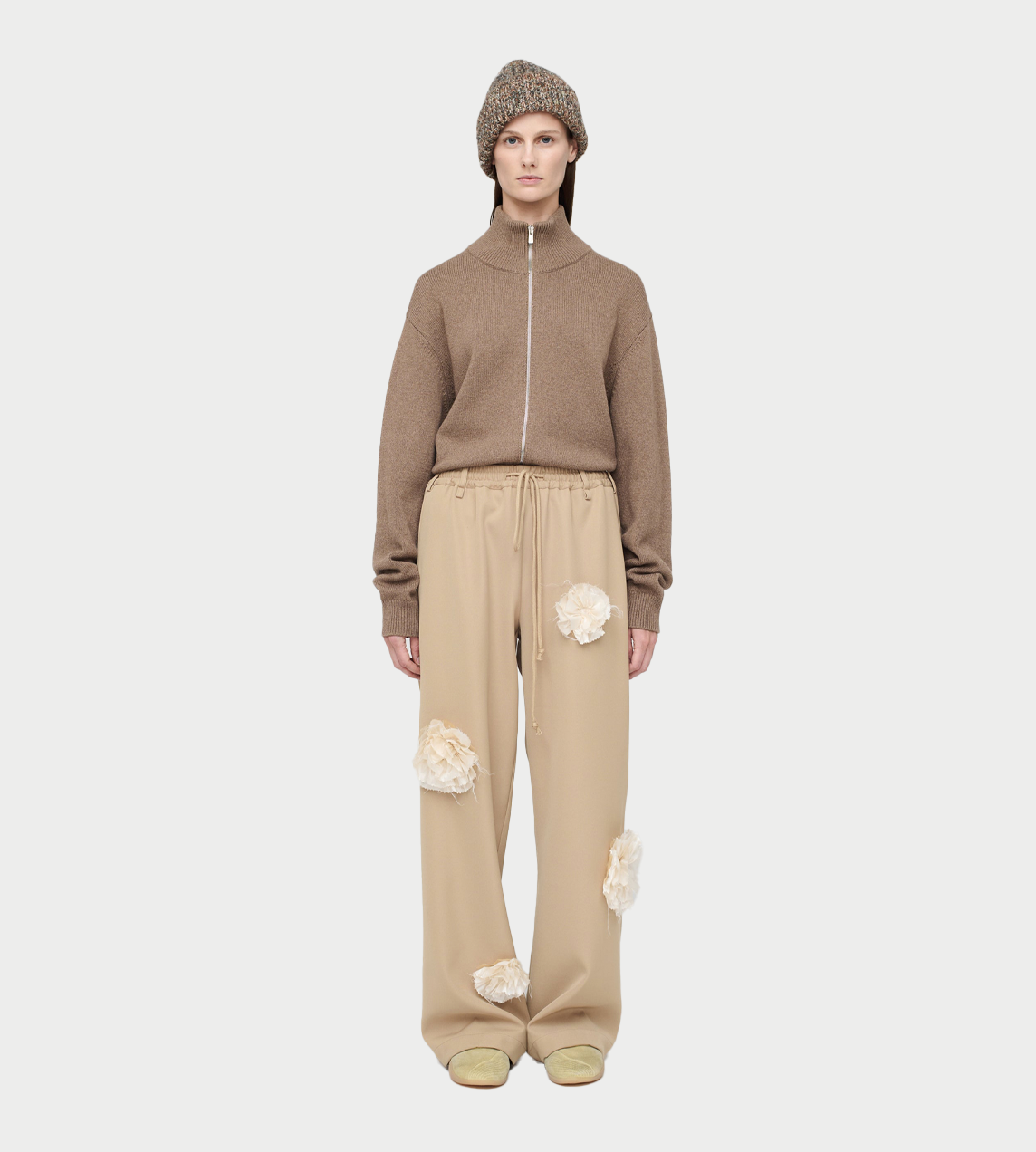 SONG FOR THE MUTE - Flower Relax Lounge Pants Camel