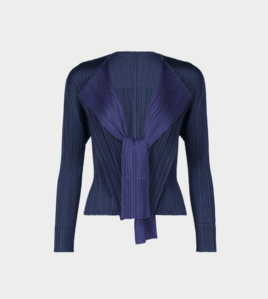 PLEATS PLEASE ISSEY MIYAKE - Basic Pleated Cardigan Navy