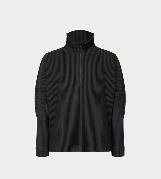 HOMME PLISSE ISSEY MIYAKE - Quarter Zip Pleated LS Top Blk – WDLT117