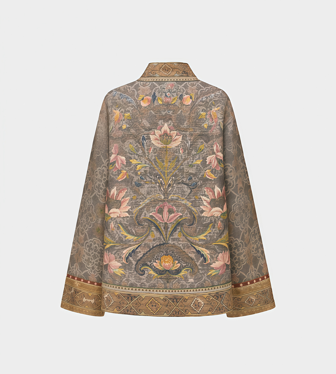 INTO THE EAST - Moss Jacquard Tasar Silk Cardigan Green