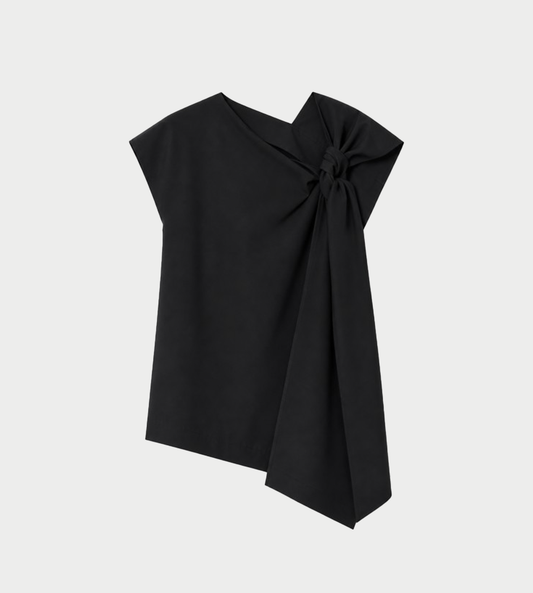 UJOH - Shoulder Tied Blouse Black
