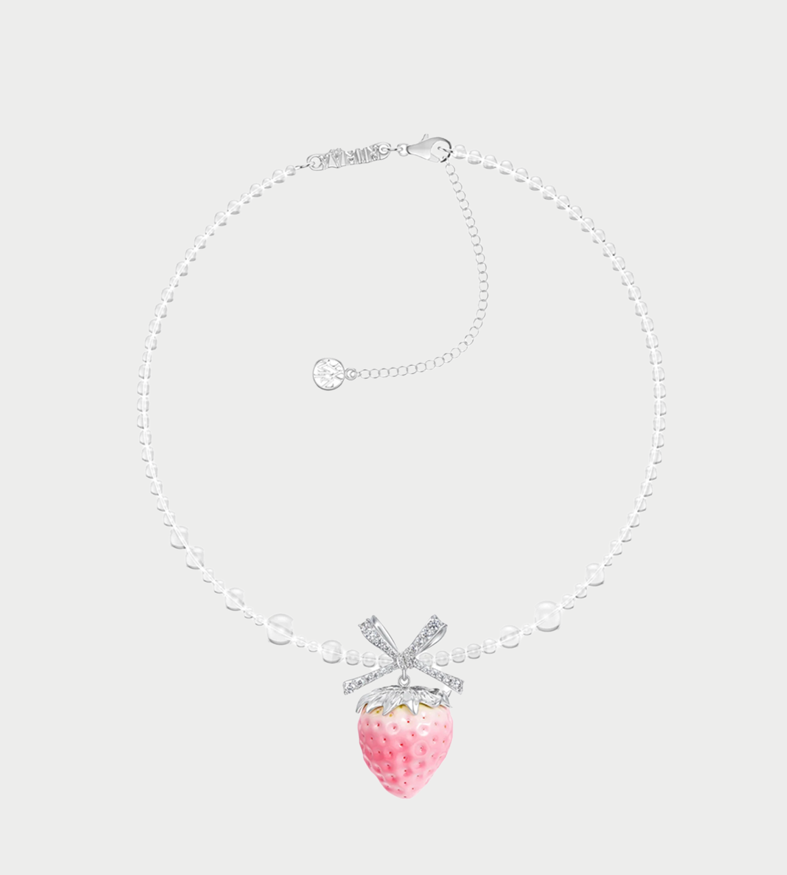 YVMIN - Strawberry Bowknot Crystal Necklace