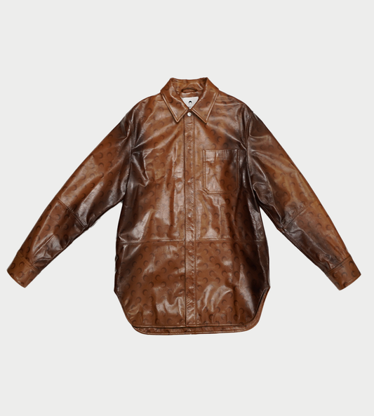 MARINE SERRE - Moon Airbrushed Leather Overshirt Brown