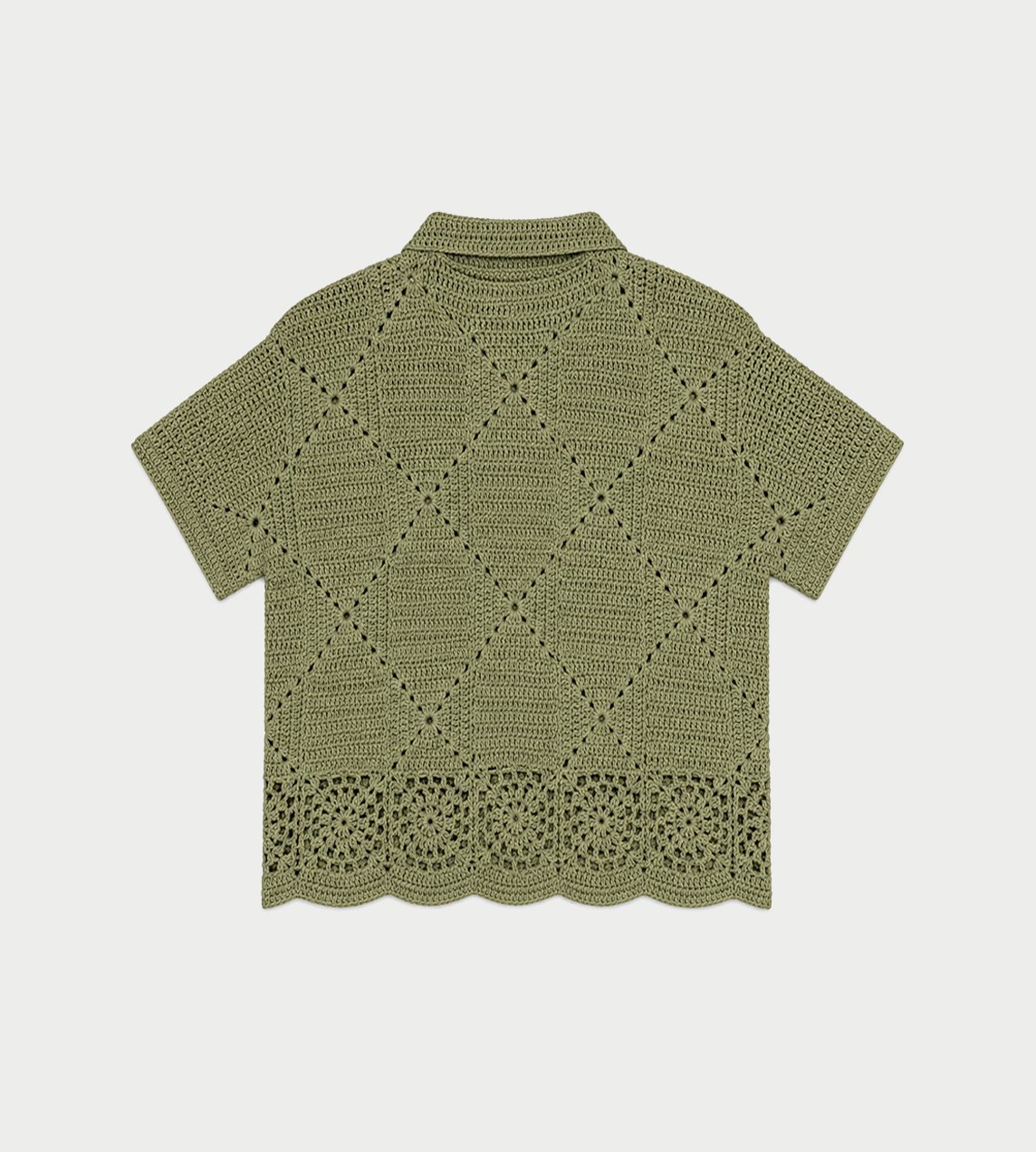 Carbone - Solid Crochet Shirt Green