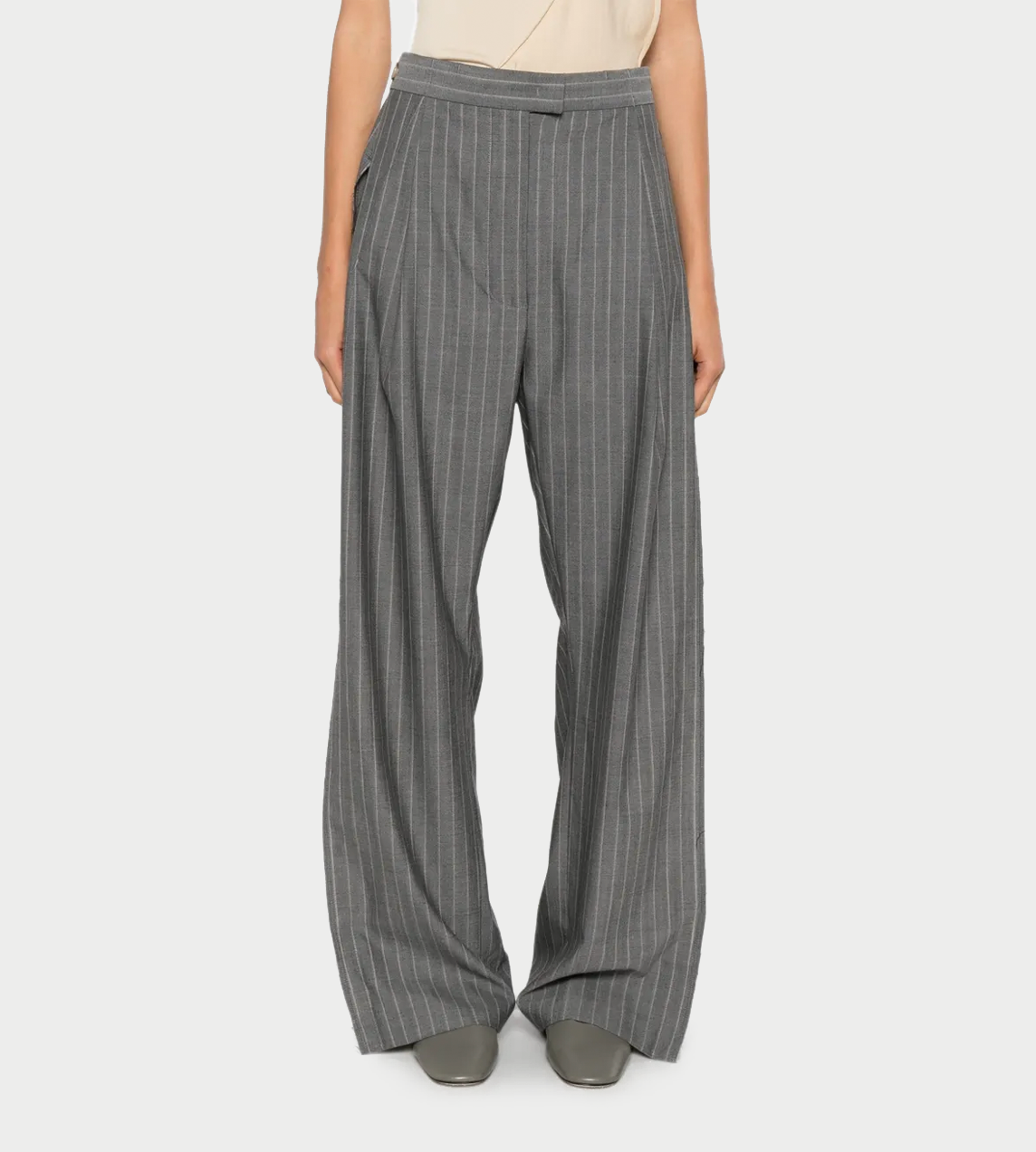 Frayed-Edge Side Stripes Pinstripe Pants