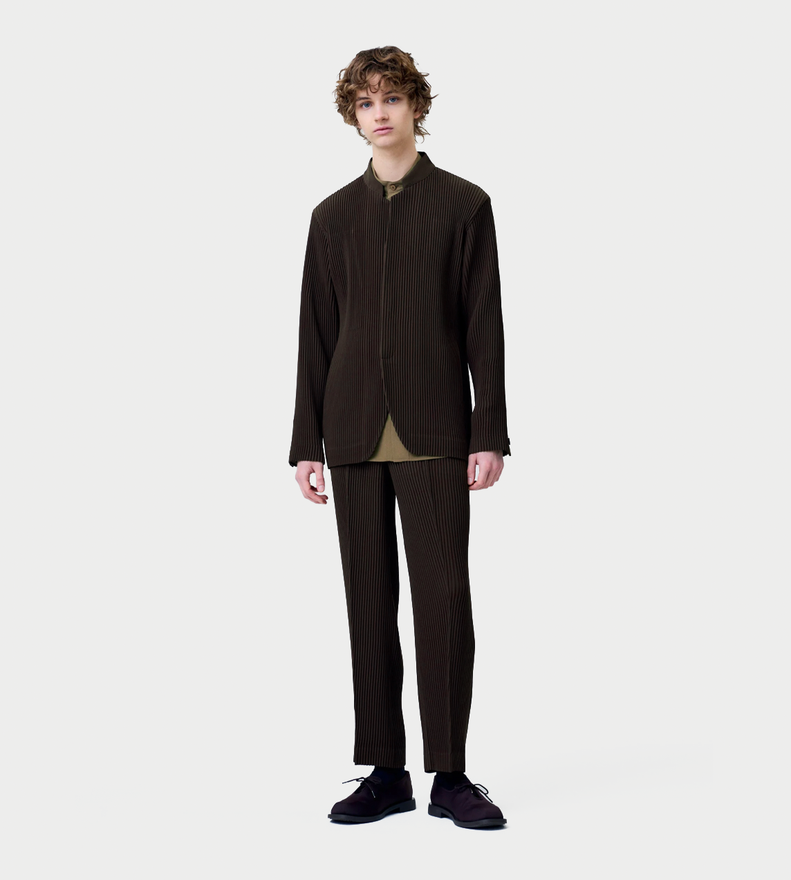 Tuxedo Pleats Jacket Brown