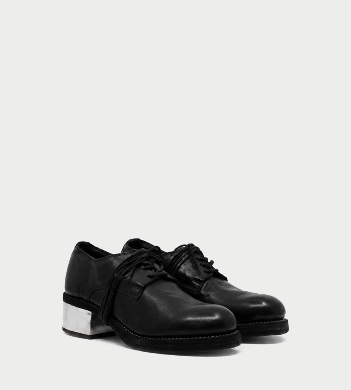 GUIDI - Metal Heel Lace-up Loafer Blk 792ZI 
