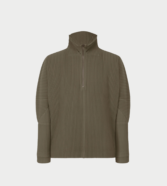 HOMME PLISSE ISSEY MIYAKE - Quarter Zip Pleated LS Top Dusty Grey