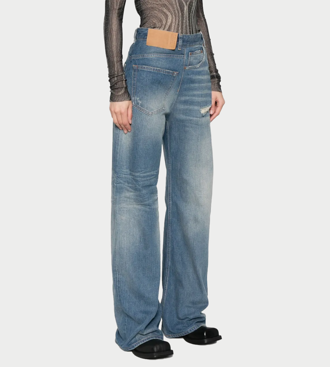 MM6 Maison Margiela - Twist Wide Leg Denim Pants