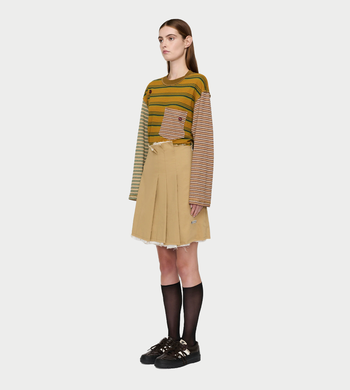SONG FOR THE MUTE - Pleated Mini Skirt Beige