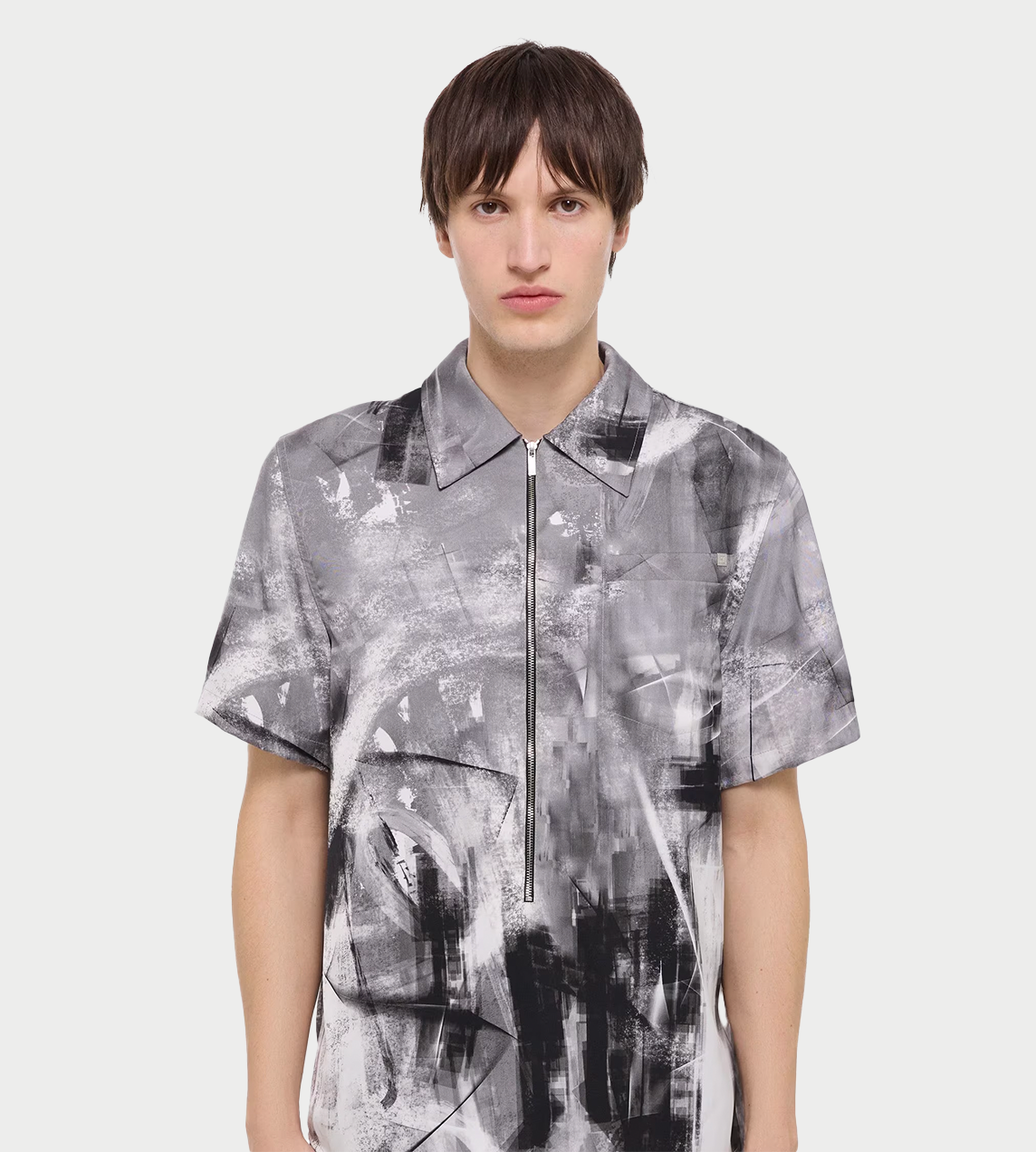 HELMUT LANG - Zip Scribble Shirt Blk/Wt