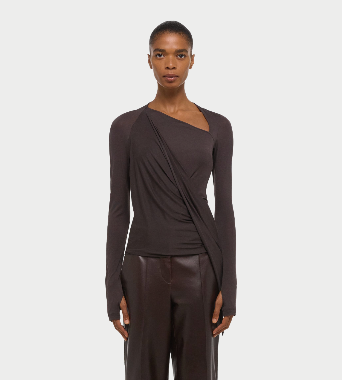 HELMUT LANG - Twisted Long sleeve Shirt Dk. Roast