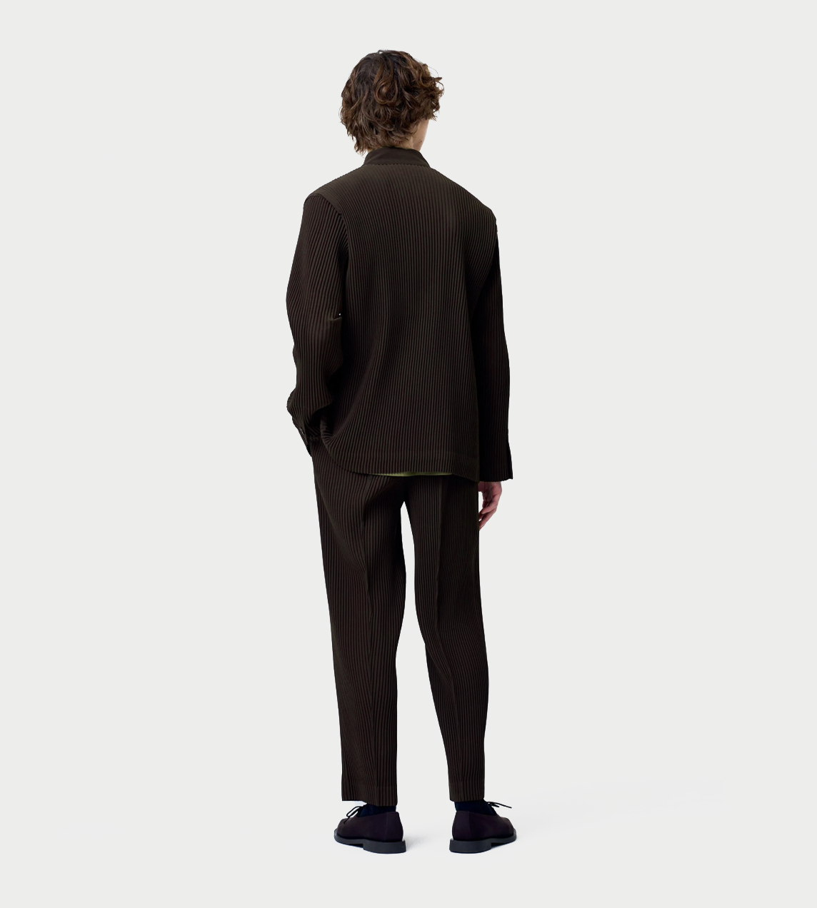 Tuxedo Pleats Jacket Brown