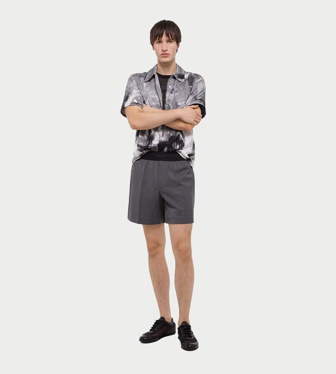 HELMUT LANG - Zip Scribble Shirt Blk/Wt