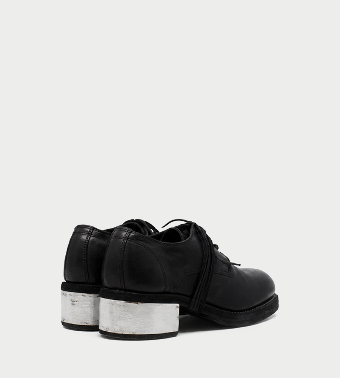 GUIDI - Metal Heel Lace-up Loafer Blk 792ZI 