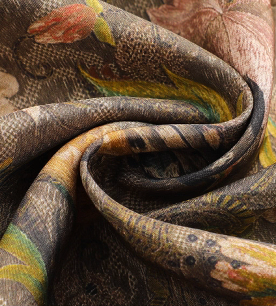 Silk Prints Tie-front Blouse Green