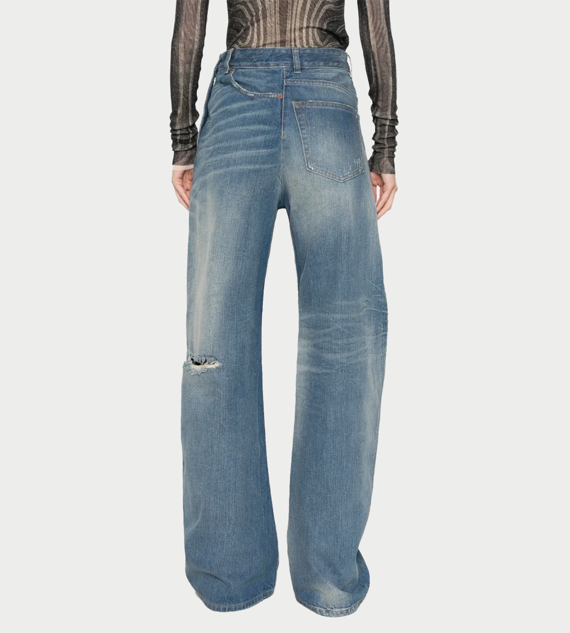 MM6 Maison Margiela - Twist Wide Leg Denim Pants