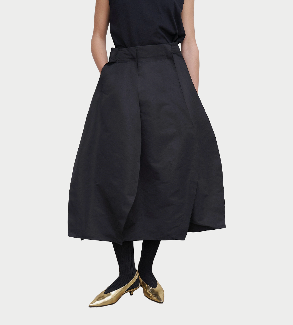 LITKOVSKA - Ruffled Midi Skirt Blk