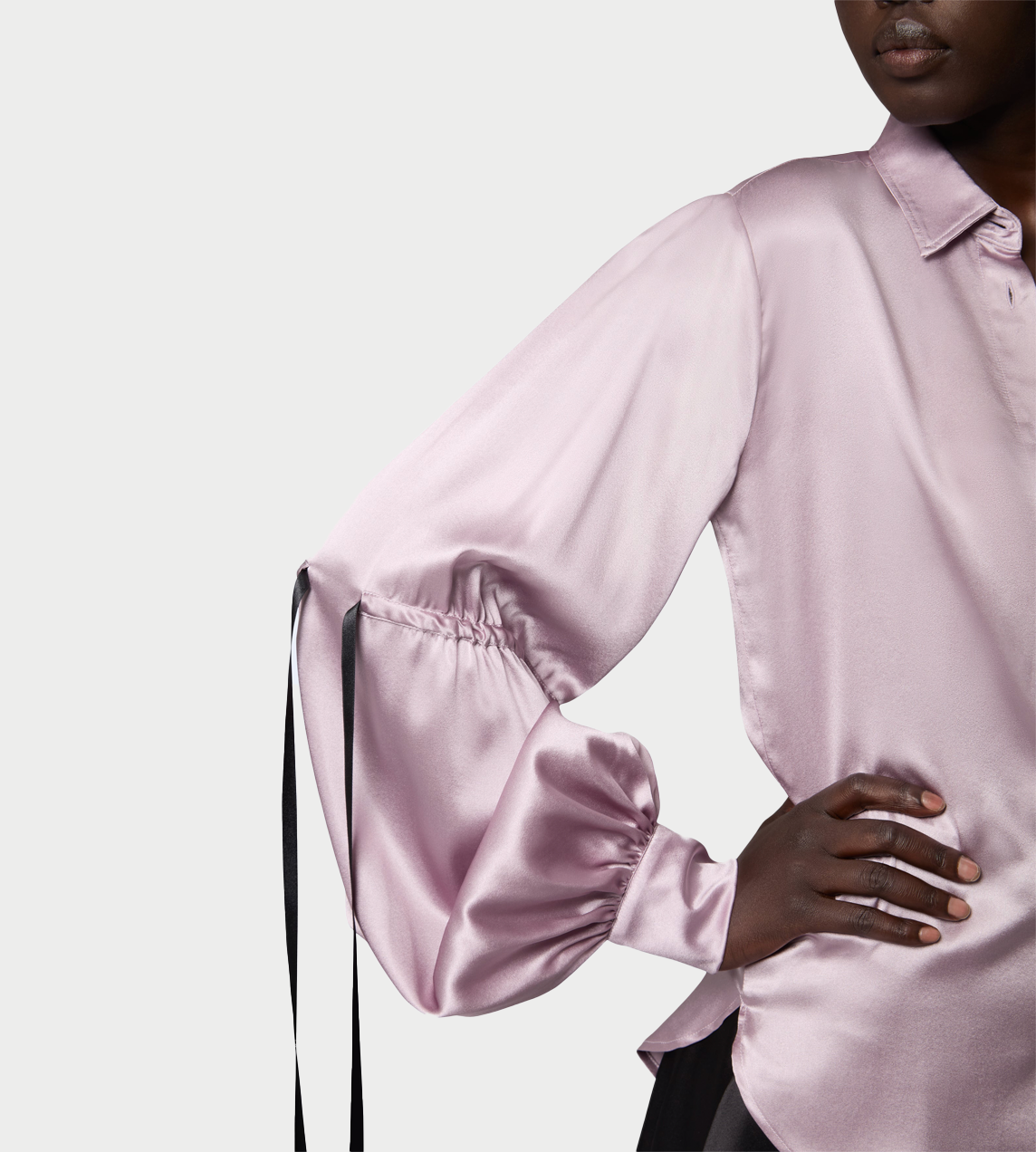 NINA RICCI - Bow-detail Satin Shirt Pink