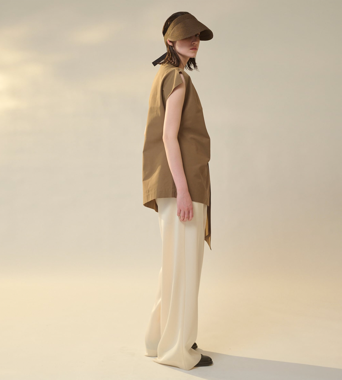Shoulder Tied Blouse Brown