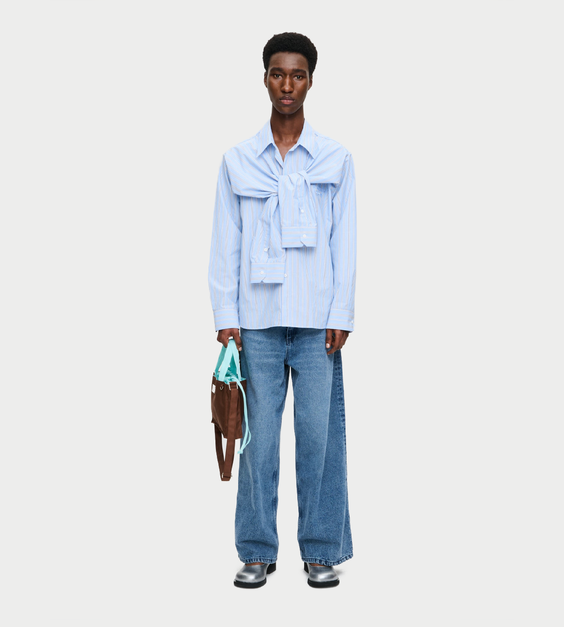 Hold Me Shirt In Blue Stripe