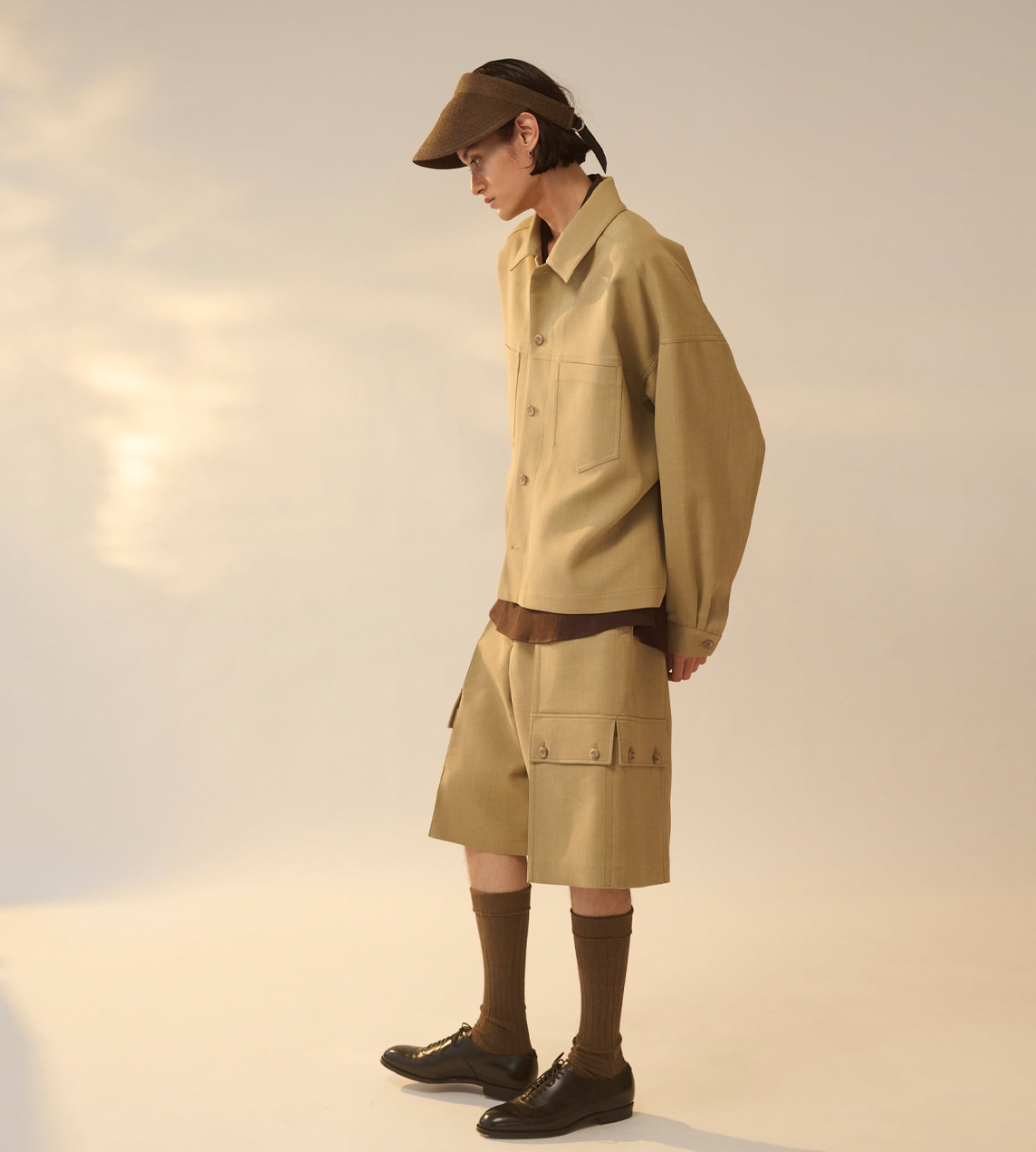 Cropped Box Blouson Beige