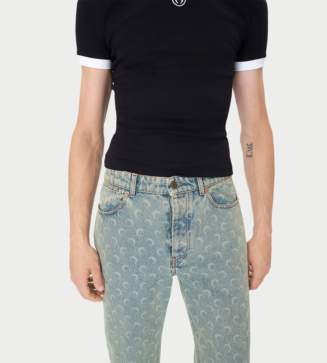 MARINE SERRE - Moon Laser Denim Straight Jeans M