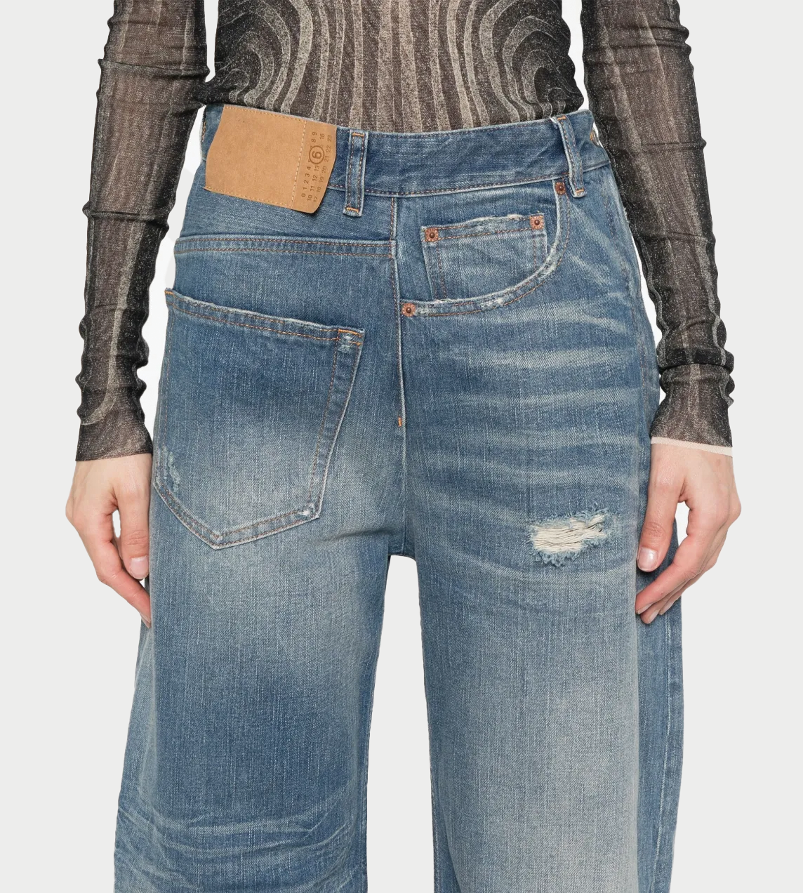 MM6 Maison Margiela - Twist Wide Leg Denim Pants