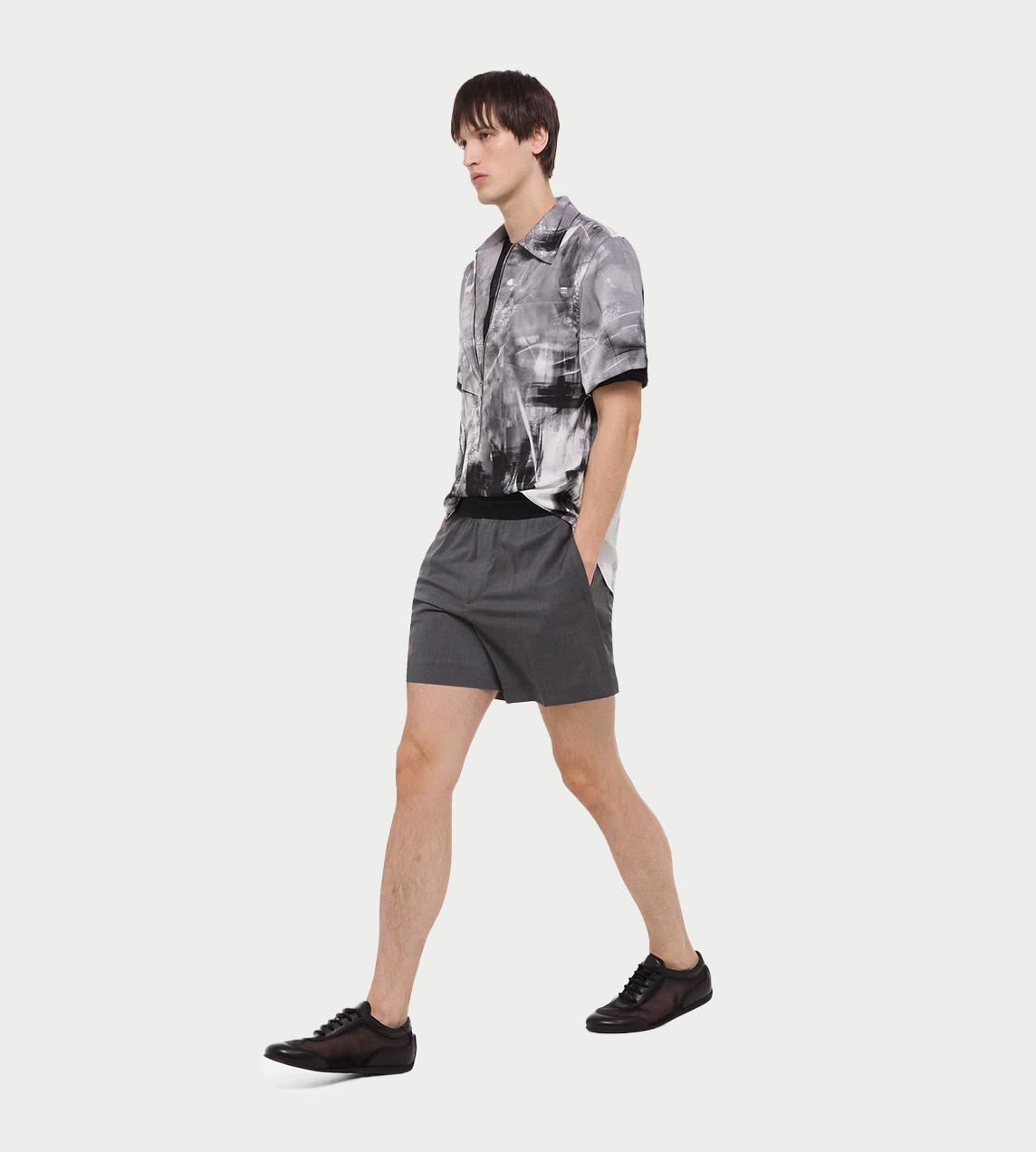 HELMUT LANG - Zip Scribble Shirt Blk/Wt