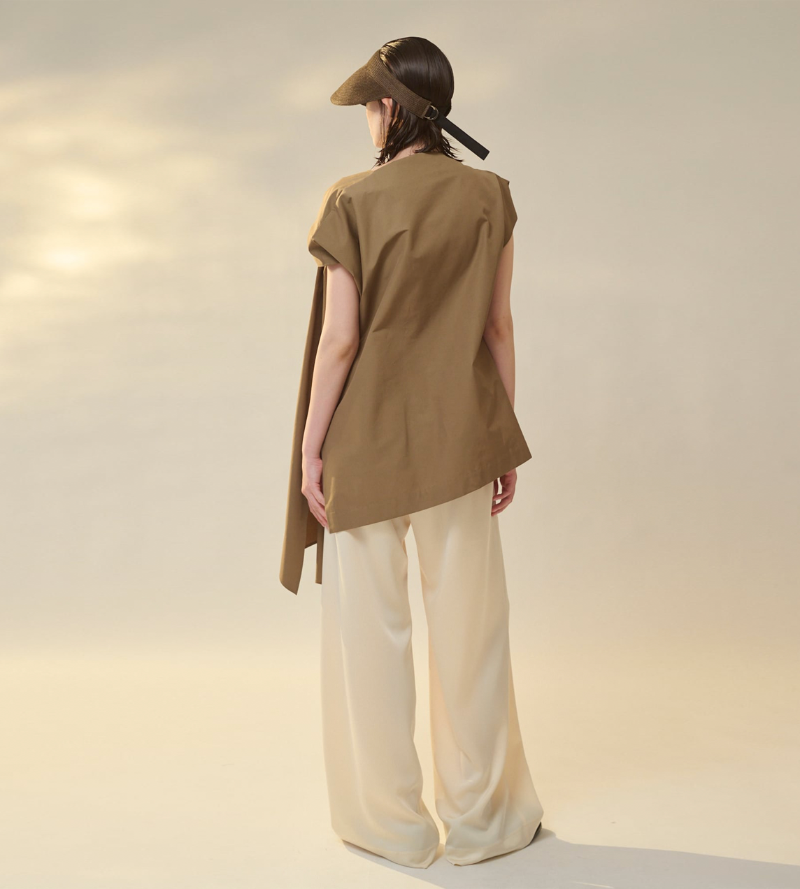 Shoulder Tied Blouse Brown