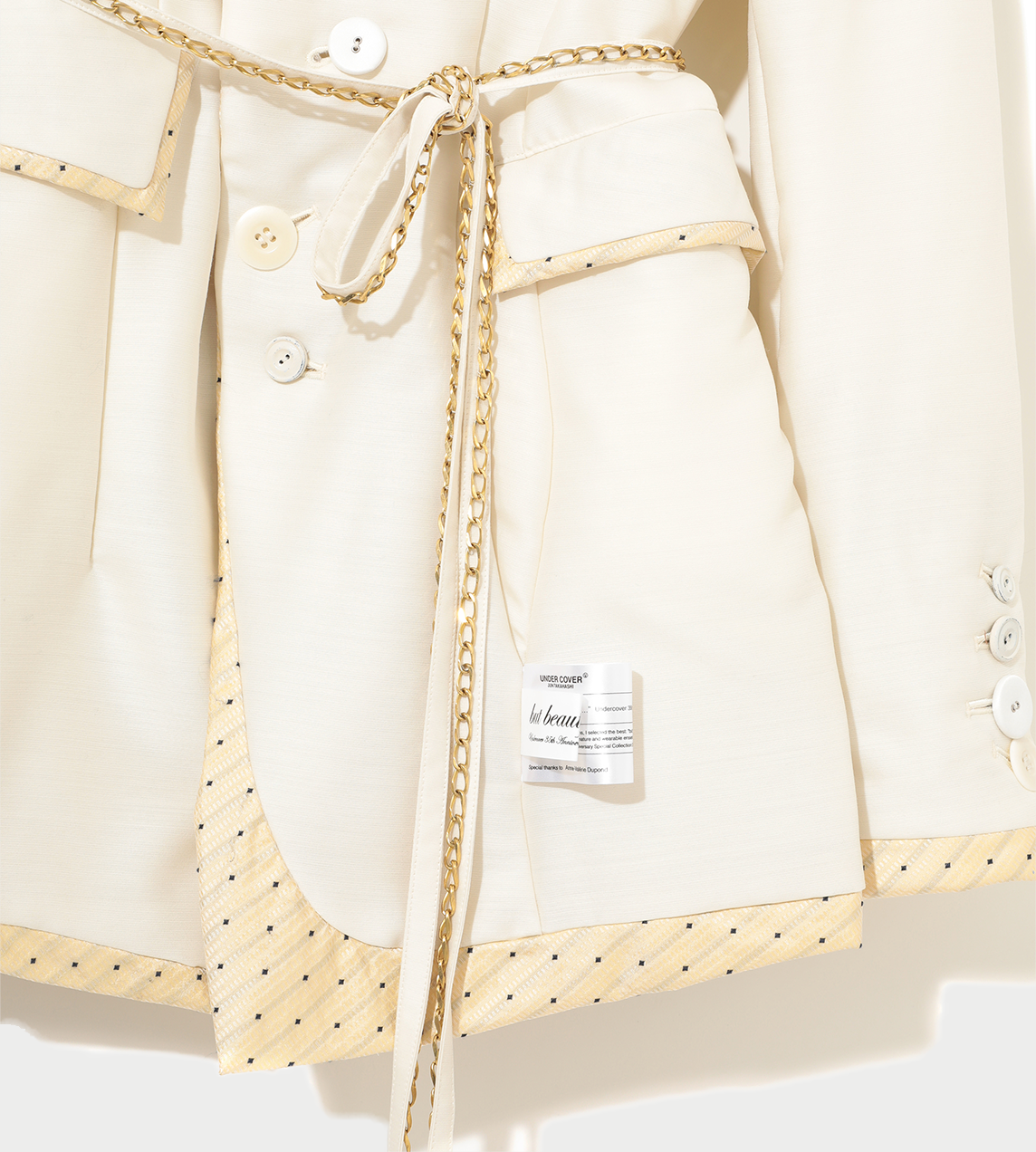 Double Taffeta Chain Belt Jacket White