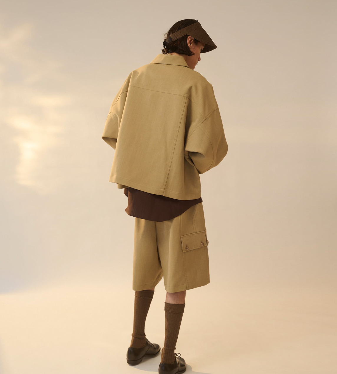 Cropped Box Blouson Beige