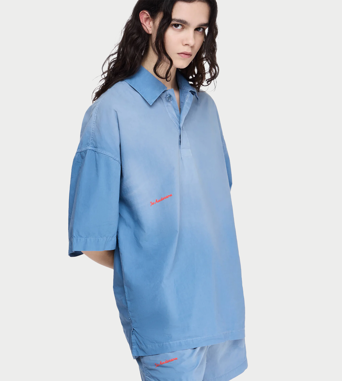 JW ANDERSON - Oversized Short-sleeve Polo Blue