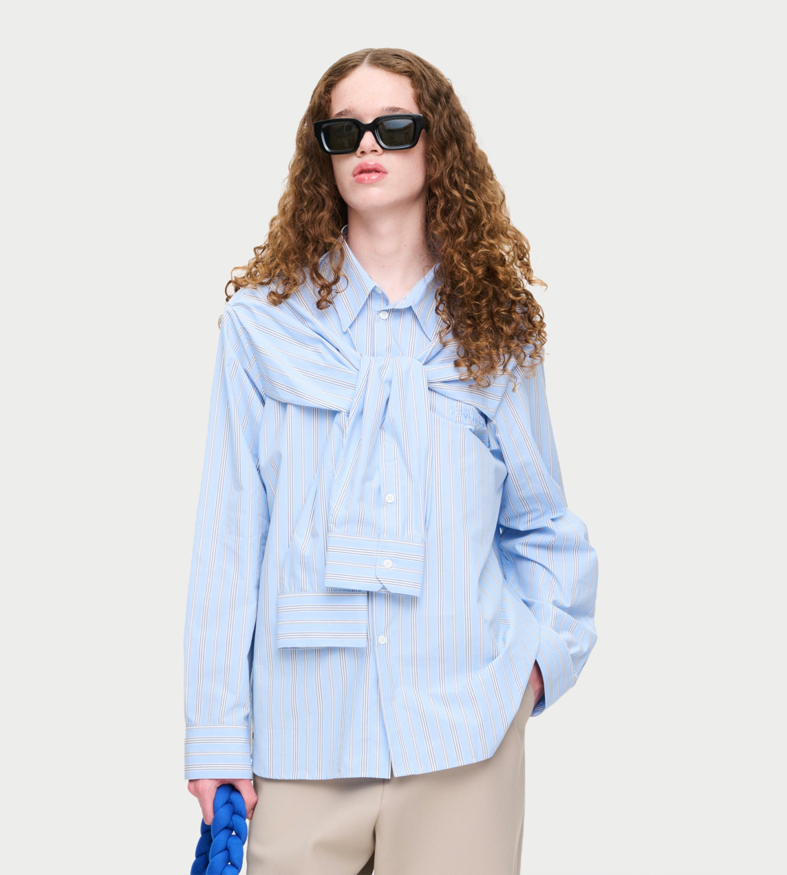 Hold Me Shirt In Blue Stripe