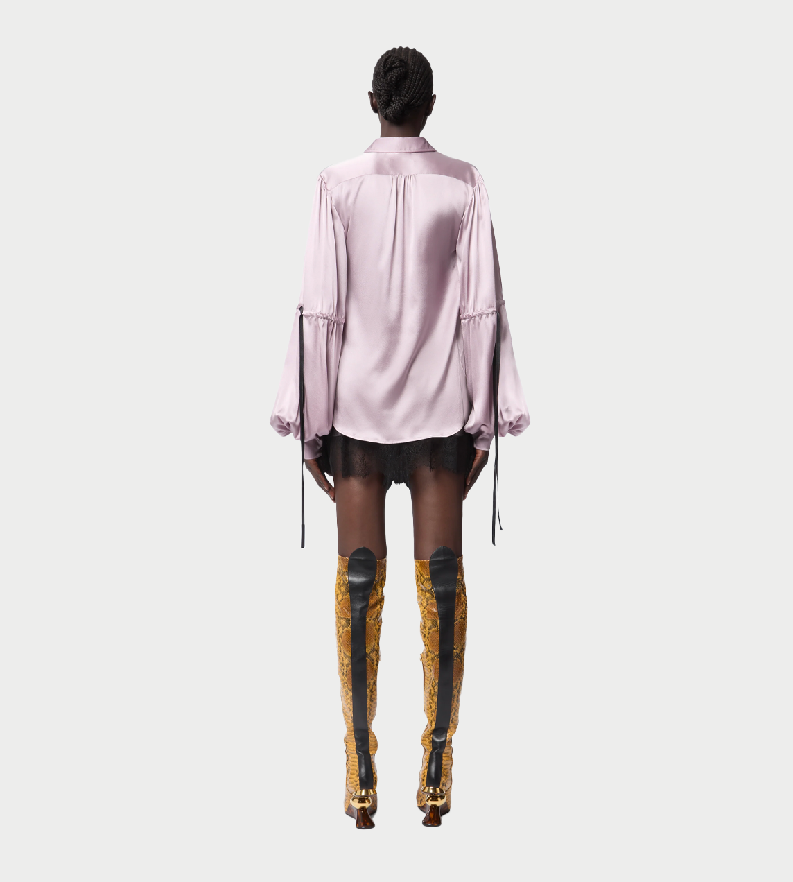 Bow-detail Satin Shirt Pink