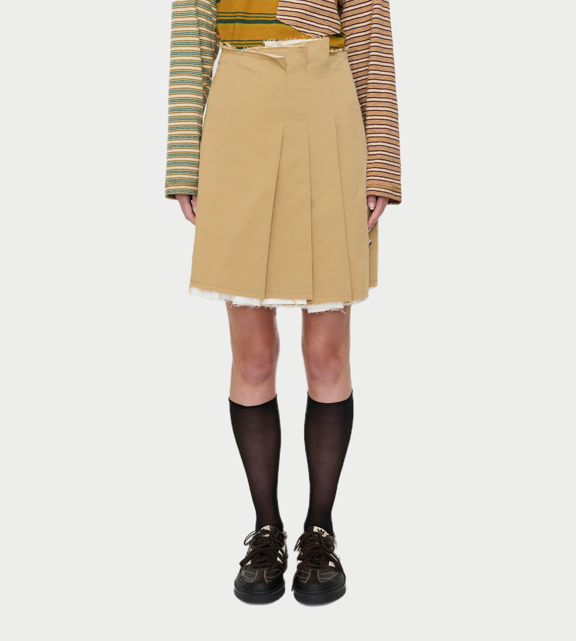SONG FOR THE MUTE - Pleated Mini Skirt Beige