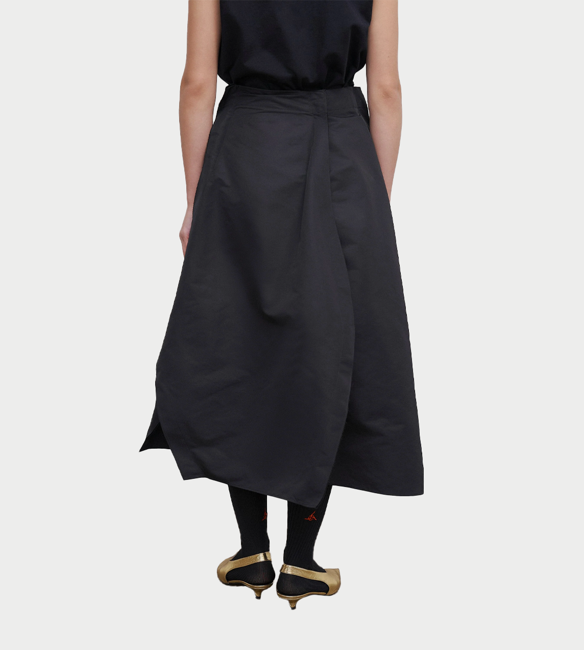 Ruffled Midi Skirt Blk