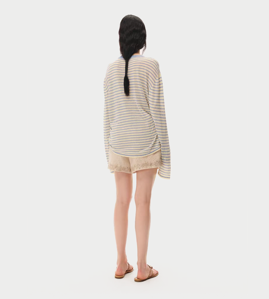 Linen Embroidered Shorts Beige