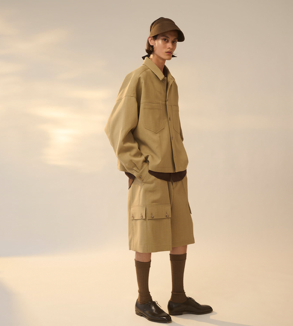 Cropped Box Blouson Beige