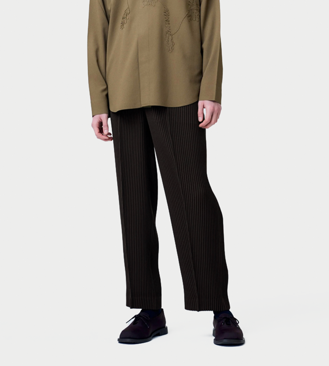 HOMME PLISSE ISSEY MIYAKE - Tuxedo Pleats Pants Brown
