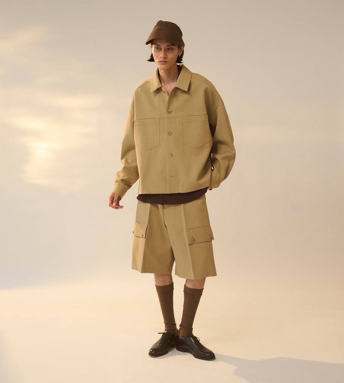 Cropped Box Blouson Beige